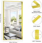 Gold Bathroom Mirror, 30x60 Inch Rectangular Deep Frame Mirror, Large Wall Mounted Bathroom Vanity Mirror Over Sink for Bedroom,Restroom, Living Room, Hangs Vertically or Horizontally