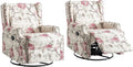 UIXE Swivel Rocker Manual Recliner Chairs Set of 2, Wingback Swivel Glider Fabric Nursery Reclining Sofa Chair, High Back Upholstered Arm Chair for Living Room Bedroom - Beige Floral