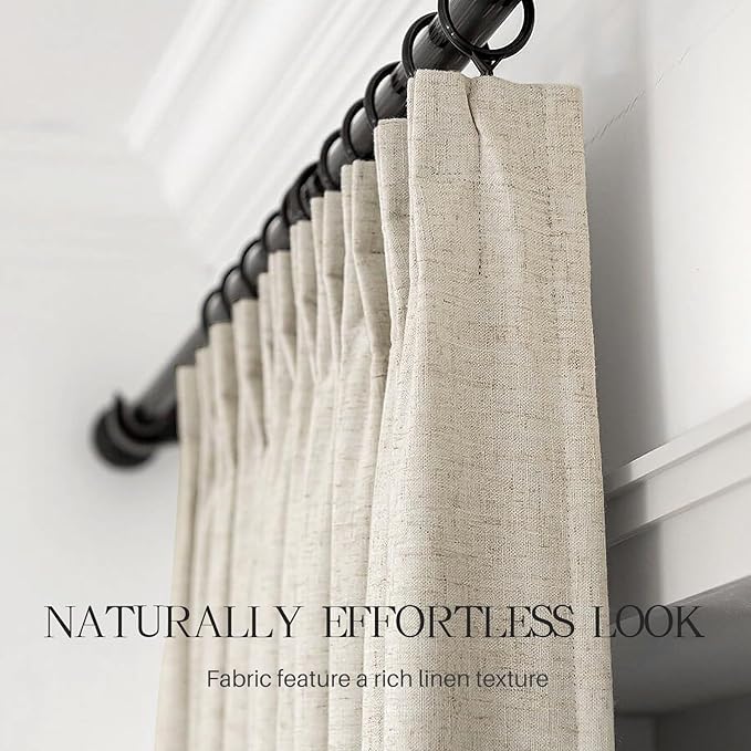 Pinch Pleated Linen Curtains 100% Blackout 84 Inches Long - Image 3