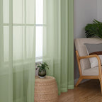 Chyhomenyc Light Green Sheer Curtains 84 Inches Long, 2 Panels | Light Filtering - Image 7