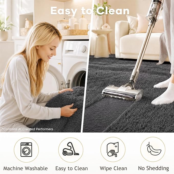 Ophanie 7x10 Area Rugs for Living Room, Upgrade Non-Slip Fluffy Soft Large Shag - Image 3