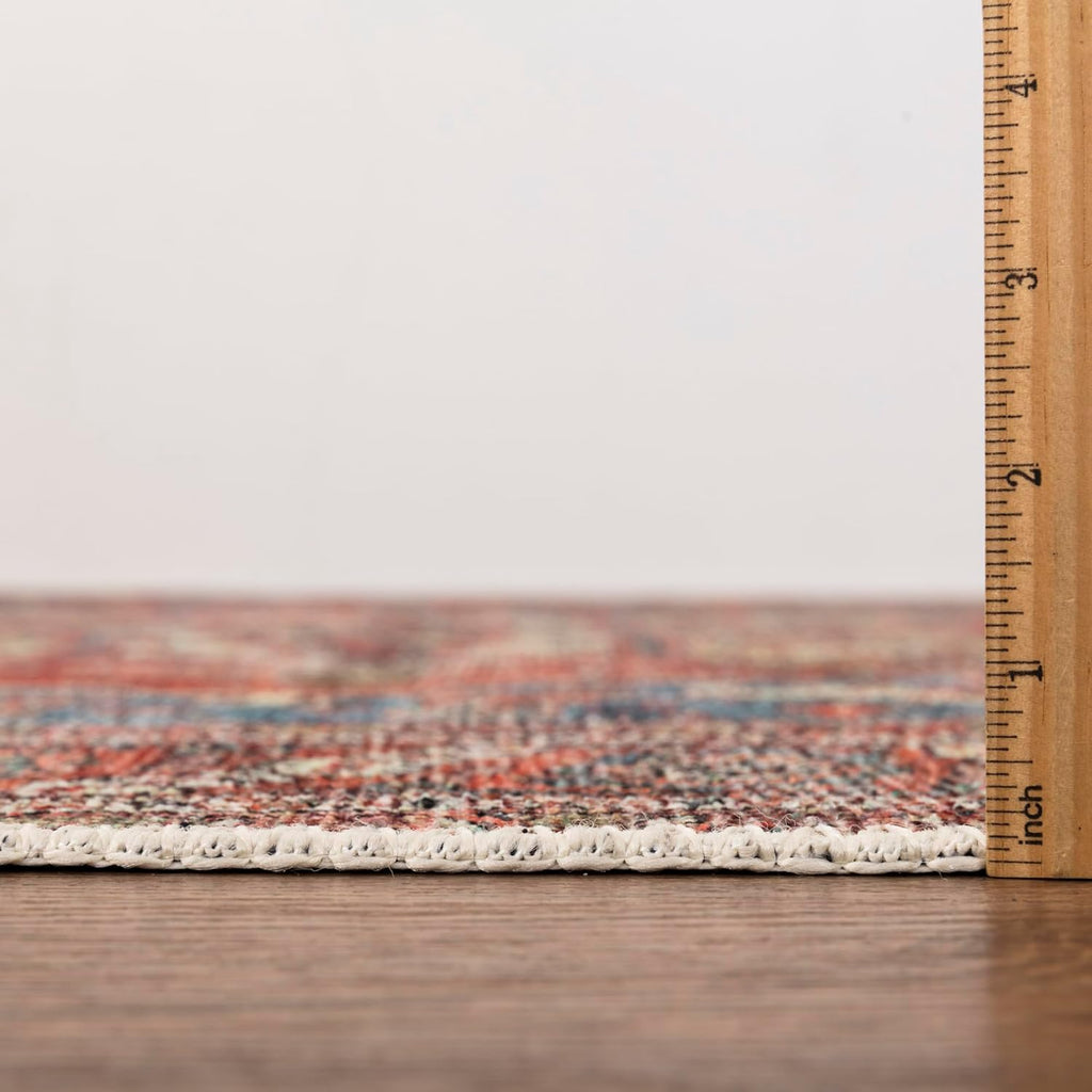 Keen Home Design 4x6 Rug - Machine Washable Area Rug with Non-Slip Backing, Ideal for Living Room, Dining Room, Bedroom - Vintage, Easy Clean, Durable, Low Pile Rug - (4' x 6')