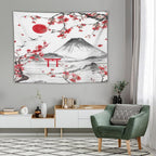 Red Cherry Blossoms Tapestry, Japanese Fuji Mountain Tapestry, Asian Japanese Wall Tapestry, Nature Landscape Tapestries for Bedroom Living Room Decor 80"x60"