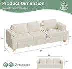 3 Pieces Corduroy Couch Set for Living Room, 3 Seater*2 & Loveseat Cloud Sofa, Deep Seat Floor Couch for Bedroom, Futon Modern Sofa Bed, White Corduroy