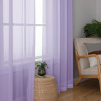 Chyhomenyc Sheer Curtains 63 Inch Length 2 Panels, Lilac | Light Filtering - Image 7