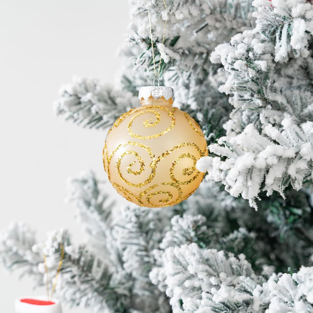 16Pcs Christmas Ball Ornaments Set, 3.15" Shatterproof Christmas Ornaments, Luxury Glitter Hanging Ornaments for Xmas Tree, Xmas Holiday, Party, Wedding (Gold)