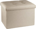 ALASDO Storage Ottoman Footrest Stool Small Ottoman with Storage Foldable Ottoman Foot Rest Footstool Bench for Living Room 17x13x13inches Beige