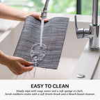 LEXMORE Placemats Set of 6 Vinyl/Plastic Woven Place Mats for Kitchen Table Indoor/Outdoor Washable Placemat Wipeable Dining Table Mats(A-Dark Gray)