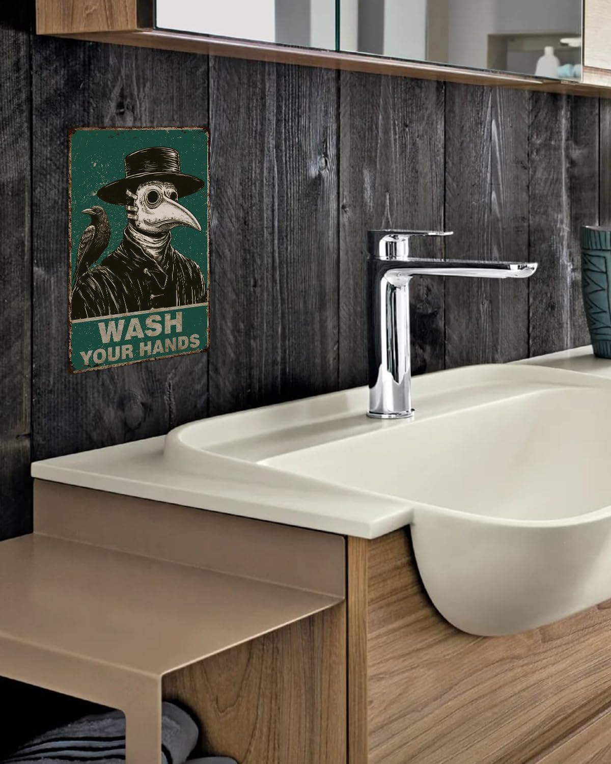 ALKB Halloween Bathroom Decor 8x12 Inch - WASH YOUR HANDS, Gothic Vintage Metal Tin Sign, Novelty Gifts for Men Women Adult