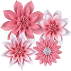 ADLKGG Paper Flower Fan Decorations, Pink Paper Fan Flower Wall Background for Classroom Decor, Tea Party, Spring Summer Party, Birthday, Baby Shower, Wedding, Nursery Decoration, Set of 4