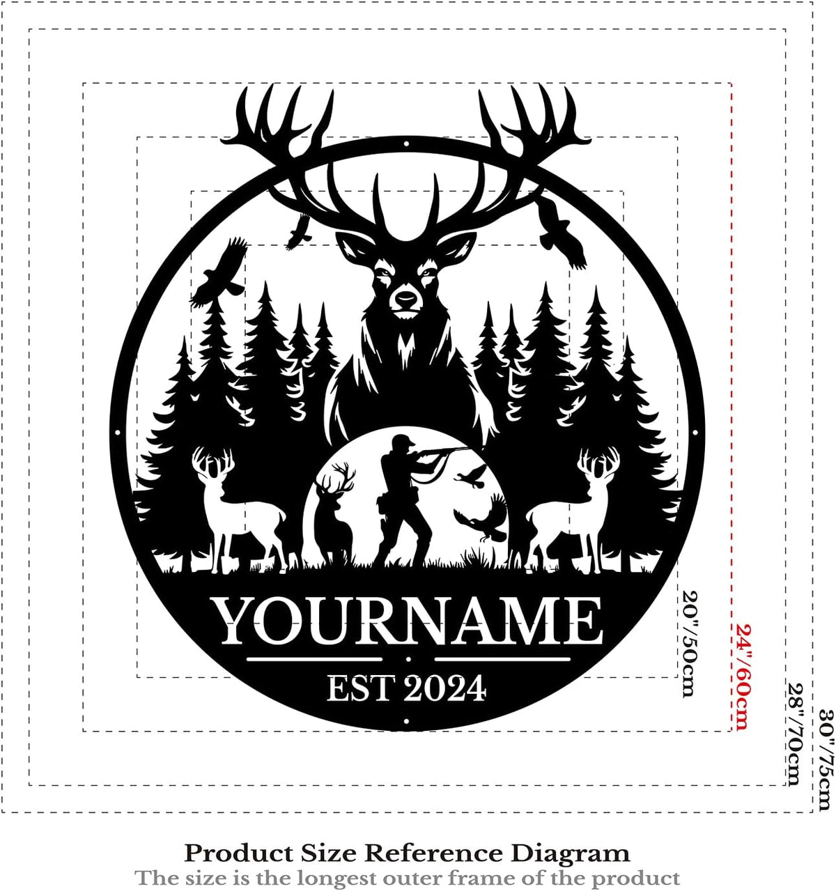 Personalized Metal Signs - Custom Shed Wall Decor, Black Deer Metal Art, Home Sign Plaques, Outdoor Decorative Signage (Style C)
