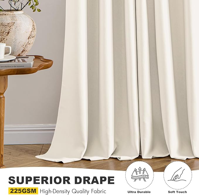 MIULEE Blackout Curtains for Bedroom 2 Panels 40 x 84 Inch Long Beige White | - Image 5