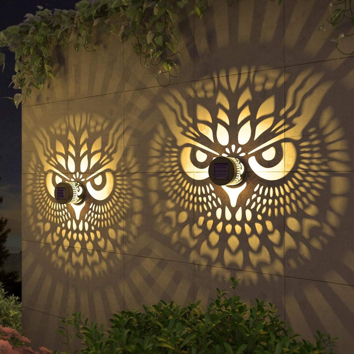 4 Pack Solar Fence Lights Metal Solar Powered Outdoor Wall Deck Step Lights Owl Theme Waterproof Fence Light for Garden Post Patio Backyard Yard Decor, Gardening Gifts for Women Mom Grandma