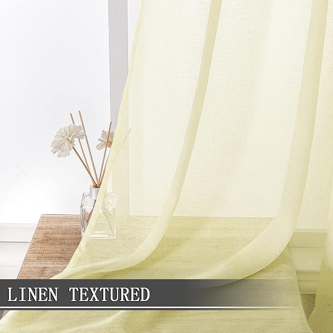 Tollpiz Short Sheer Tier Curtains Linen Textured Half Kitchen Curtain Sheers - Image 2
