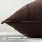MIULEE Decorative Linen Euro Sham Pillow Covers 28x28 Inch Dark Brown | Boho - Image 3