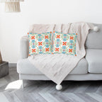 Embroidered Decorative Throw Pillow Cover, 18"x18" Set of 2, Farmhouse Pillowcase Colorful Flower Knit Pattern Cotton Canvas Cushion Case Square Floral Pillow Case for Sofa Couch Bed Living Room