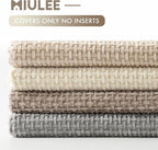 MIULEE Decorative Chenille Pillow Covers Neutral Beige 16x16 Pack of 4 | Modern - Image 6
