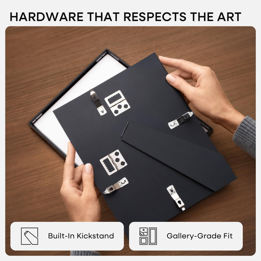 Homeforia 4x6 Picture Frame Black, High End Metal 4 x 6 Black Frames with Mat 3 x 5 for Art, 4x6 Desk Frame Matted to 3x5 inch Photo, 4 by 6 Wall or Tabletop Frames, Tempered Glass, Wall Kit, Set of 1