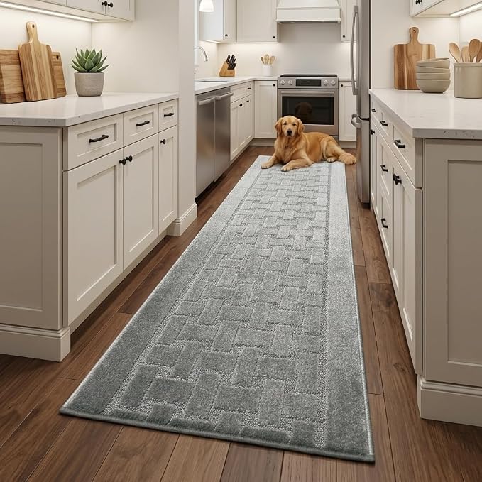 Runner Rug 34 ft, Extra Long Non-Slip Washable Rug, Rubber Backing, Rolled in - Image 2