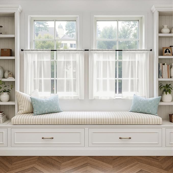 MIULEE Beige White Sheer Curtains 63 Inches Long 4 Panels 42 x 63 Inches | - Image 4