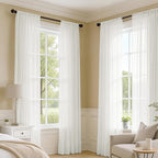 MIULEE Beige White Sheer Curtains 108 Inches Long 4 Panels 42 x 108 Inches | - Image 2