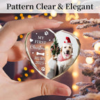 Personalized Christmas Ornaments 2025 with Photo & Text - Customized Crystal Glass Christmas Tree Decor Gifts for Family, Couples, Pets, Baby’s First Xmas – 6 Heart/Round Designs