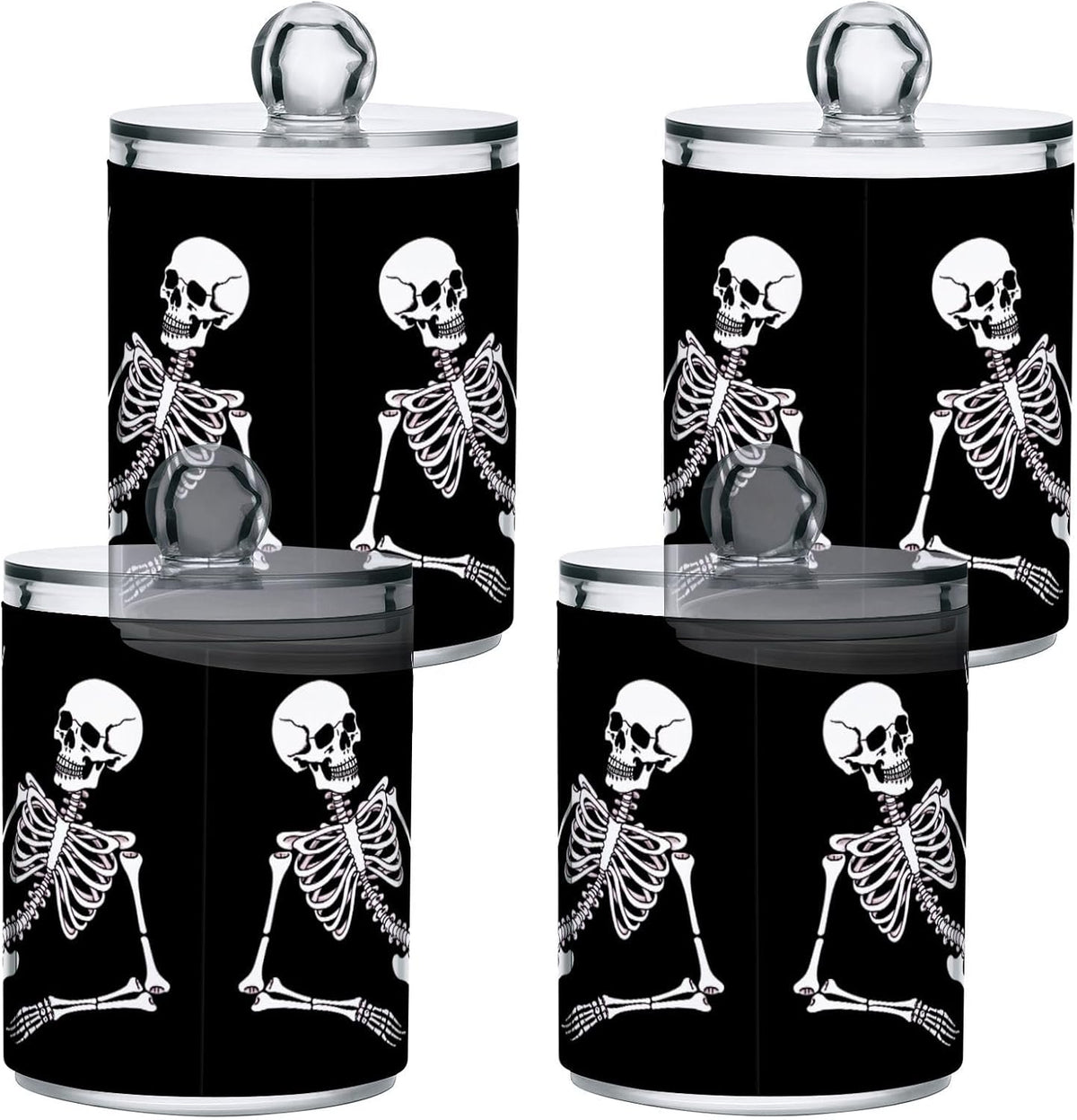 Halloween Skull 2PC Airtight Transparent Glass Storage Jar, Food Storage Container Glass, Can Store Candy, Salt, Coffee Beans, With lid, Easy To Use…