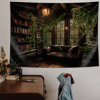 dueeia Medieval Bookshelf Tapestry Wall Hanging Book Library Backdrop Bookcase Dark Academia Vintage Wall Decor for Bedroom Aesthetic Living Room Office (78.7"x59.1")