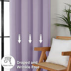 Simplebrand Ava Lilac Short 36 Inches Blackout Curtain 2 Panels Set, Half - Image 7