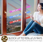 HIDBEA Window Privacy Film Daytime, Heat Control Sun Blocking Anti UV Non-Adhesive Self Static Cling One Way Mirror Window Tint for Home (Brown-Silver, 35.4 Inch x 8.2 Feet)