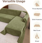 2 Pieces Sectional Couch Covers L Shaped Cover XXL Green | Thick Washable Fabric - Image 6