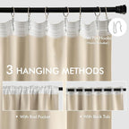MIULEE Cream Beige Back Tab Blackout Curtains 52x100 Inch Length 2 Panels | Rod - Image 3
