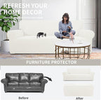 Easy-Going Stretch Loveseat Couch Covers Washable Cream | 1-Piece Loveseat - Image 3
