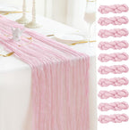 Sioloc 10 Pack Light Pink Cheesecloth Table Runner Fall Autumn Decor for Home 10ft Table Cloth for Tea Wedding Birthday Party Baby Bridal Shower Halloween Thanksgiving