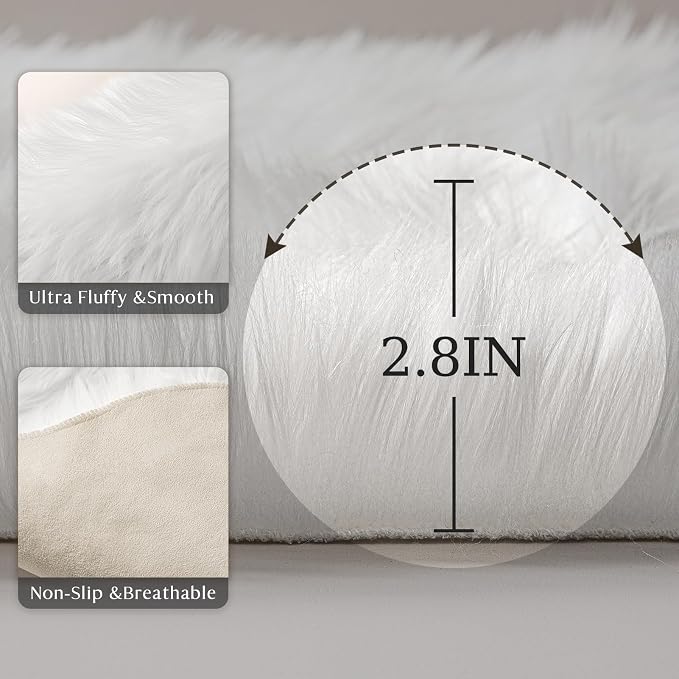 Ashler Faux Fur Rug, Fluffy Shaggy Area Rug Ultra Soft 6 x 9 Feet Rectangle Fur - Image 6
