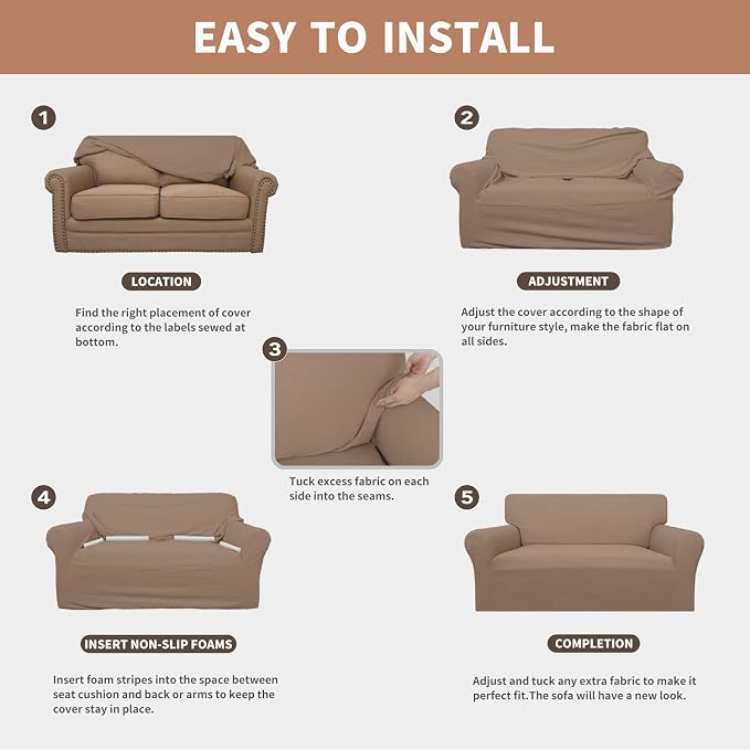 Easy-Going 100% Waterproof Couch Cover, 3 Cushion Couch Slipcover - Image 5