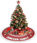 Custom Christmas Tree Skirt with Name, Personalized Holiday Xmas Tree Decor Gifts for Party Family Home, 30" - 48", Deer Pattern