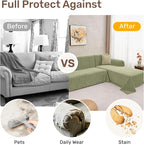 2 Pieces Sectional Couch Covers L Shaped Cover XXL Light Sage | Thick Washable - Image 4
