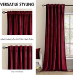 MIULEE Velvet Curtains 52x96 inches 2 Panels Burgundy Red Blackout Curtains | - Image 2