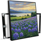 The lavender scenery all over the lake at sunset is suitable for posting in the living room bedroom office landscape poster wall painting