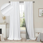 White Blackout Curtains 96 Inches Long 2 Panel Burg by Pitalk