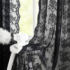 YJ YANJUN Vintage Lace Curtains 84 Inches Long-Victorian Floral Pattern Black by YJYANJUN