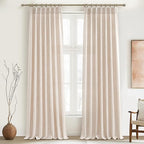 Pinch Pleated Linen Semi Sheer 105 Inch Extra Long Curtains by PleatedDrapes