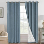 H.VERSAILTEX Linen Blackout Curtains 96 Inches Long 100% Blackout Thermal by HVERSAILTEX