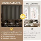 MIULEE 84 Inch Length Cobblestone Blackout Bedroom Curtains Set of 4 | Thermal - Image 6