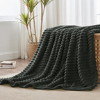 BEDELITE Ribbed Twin Blanket for Couch & Bed, Charcoal Grey, Warm Yet - Image 7
