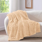 BEDELITE Ribbed Twin Blanket for Couch & Bed, Blush Sand, Warm Yet Lightweight by BEDELITE