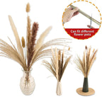 65PCS Pampas Grass Decor, Including pompas Floral, Reed Dried Grass and Bunny Tails Dried Flowers, Natural Dried Pampas Grass Bouquet for Boho Decor Wedding, Home Decoration