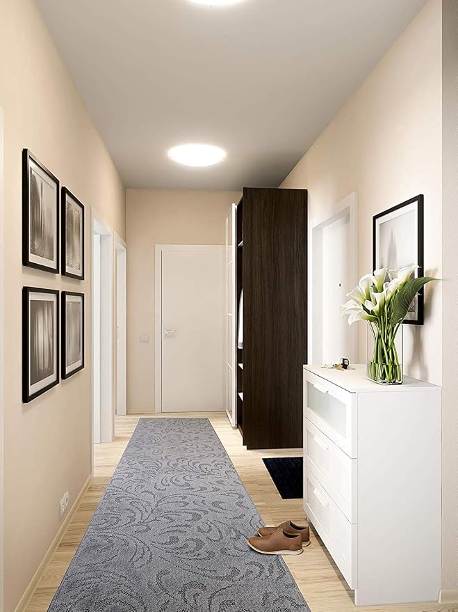 Custom Length Hallway Runner Rug, Slip Resistant, Floral Grey, 26 Inch X 16 feet - Image 3