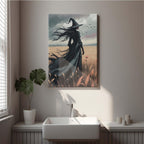 JFHCQJPK Gothic Decor Canvas Wall Art Witch in Rice Field Halloween Art Decor Print Nature Print Victorian Home Bedroom8x12in Frameless